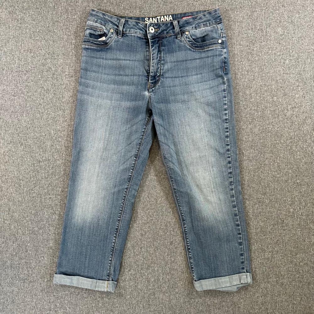 Santana Jeans Jeans Womens 12 Straight Fit Blue Stretch Cuffed Medium Wash